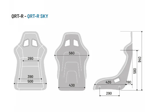 SPARCO 008012RNRSKY Racing seat QRT-R, FIA 8855-1999, vinyl, black