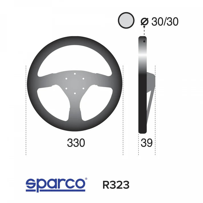 SPARCO 015R323PSNR Steering wheel R323, suede, black, diam.330m, reach 39mm