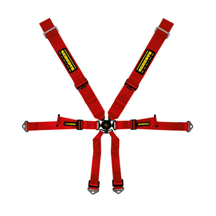 SCHROTH 94690-2 Seat Belt Profi 6-point 3x2 Red for PORSCHE 996 / 997